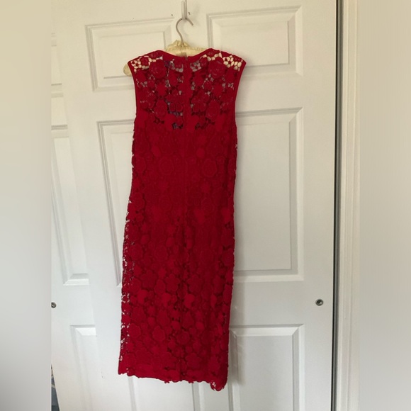 Ralph Lauren Red Lace Dress Midi New with Tags - Picture 4 of 7